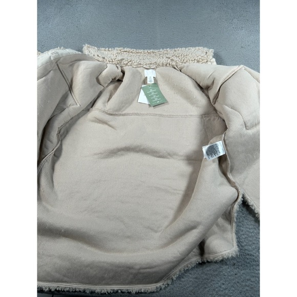 H&M Shirt Jacket Women's Small Beige Teddy Shacket Shearling Cozy Oversized - Picture 6 of 9